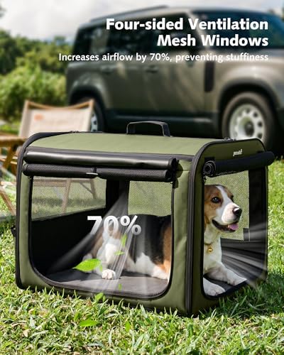 Dog Car Carrier Light Weight 27×20.5×20.5in, Foldable Dog Carrier, Gren