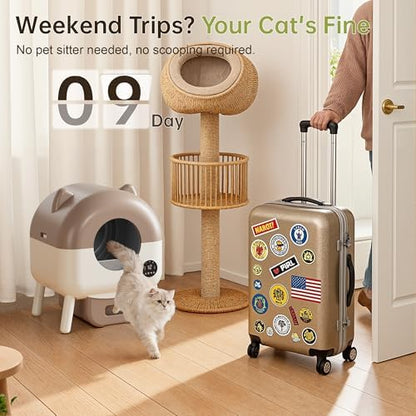 Greesum Fully Enclosed Self-Cleaning Cat Litter Box, 76L Large Capacity