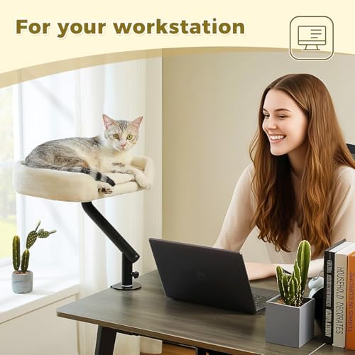 PAWZ Road Cat Desk Bed 360°Rotating Supports to 50 Lbs Cozy Nest for Desk
