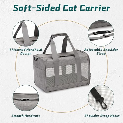 PINVNBY Small Pet Carrier, Guinea Pig Carrier, Bunny Carrier for Travel Camping Outdoor, Breathable Pet Portable Hand Bag for Hamster Rabbit Guinea Pig（Gray）