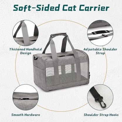 PINVNBY Small Pet Carrier, Guinea Pig Carrier, Bunny Carrier for Travel Camping Outdoor, Breathable Pet Portable Hand Bag for Hamster Rabbit Guinea Pig（Gray）