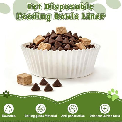 200 Pcs Pet Disposable Feeding Bowls Liner Bulk