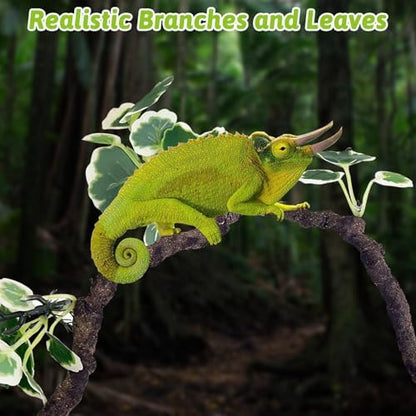PINVNBY Flexible Bend-A-Branch Jungle Climbing Vines Suction Branch Reptile Tank Accessories Pet Habitat Decor Reptile Plants Terrarium for Leopard Gecko, Lizard, Snake, Chameleon, Frog (Green)