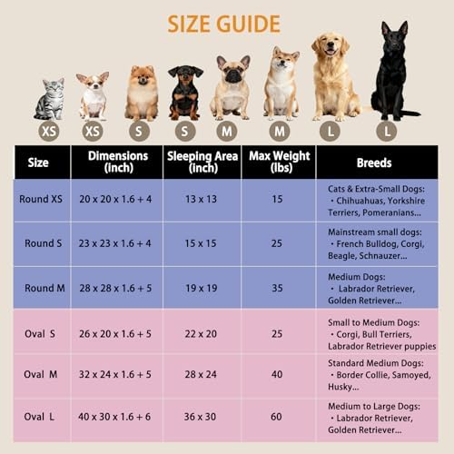 Calming Dog & Cat Beds with Orthopedic Egg-Crate Foam Raised Rim, Soft Fluffy Faux Fur Pet Bed for Small Medium Dogs, Anxiety Relief Spine Support, Machine Washable (Round, Pale Grey 23")