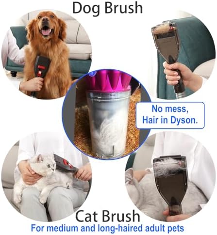 Dog Hair Vacuum Attachment for Dyson Cordless Upright Vac, Groom Tool Pet Shedding Brush for V6 V7 V8 V10 V11 V15 DC41 DC65 UP13-UP30 Animal, Grooming Kit with Long Extension Hose Adapter