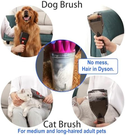Dog Hair Vacuum Attachment for Dyson Cordless Upright Vac, Groom Tool Pet Shedding Brush for V6 V7 V8 V10 V11 V15 DC41 DC65 UP13-UP30 Animal, Grooming Kit with Long Extension Hose Adapter