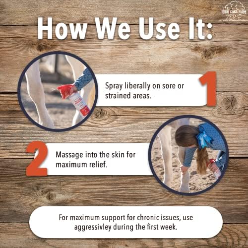 Four Oaks Farm Ventures, Natural Release Muscle Spray Treatment - Horse Liniment for Sore Muscles, Joint Pain, Tendon & Inflammation Relief - Easy to Use, Fast Acting, Alcohol & Menthol Free (1 Gal)