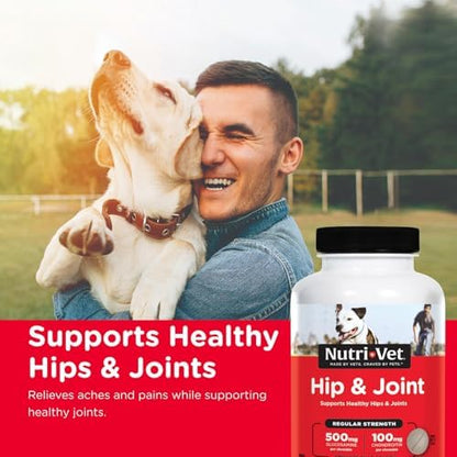 Nutri-Vet Hip & Joint Dog Supplement, 500mg Glucosamine, 180 Count