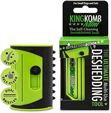 King Kanine Mini King Komb Pet Grooming Brush, Self Cleaning Deshedding | Multi-Use Tool for Cats & Kittens of All Life Stages | Mini Brush Pet for Grooming and Loose Hair | Perfect for Small Coats
