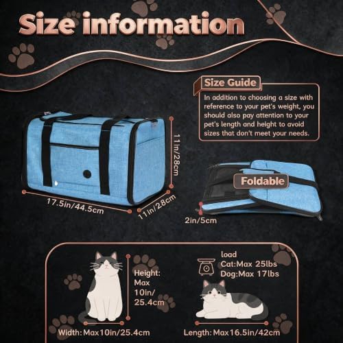YUDODO 25lbs Cat Carrier Lightproof Soft Sided Pet Carrier for Large Cat