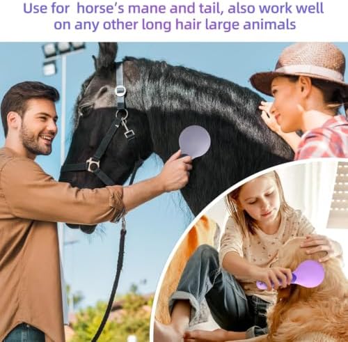 Equine Mane & Tail Combs Horse Brush Shedding Brush Grooming Tool for Horse (Purple)