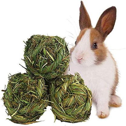 Hamiledyi Rabbit Chew Ball Timothy Grass Grinding Bunny Chew Toys 3PCS