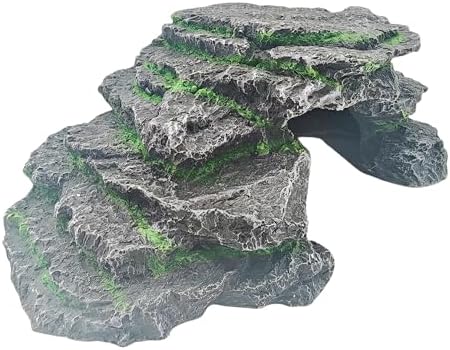 Reptile Hideouts,Resin Reptile Cave Habitat for Leopard Geckos, Lizards, Turtles, Snakes and Amphibians. (Reptile Platform, Large)