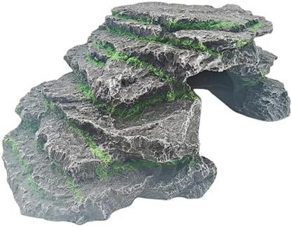 Reptile Hideouts,Resin Reptile Cave Habitat for Leopard Geckos, Lizards, Turtles, Snakes and Amphibians. (Reptile Platform, Large)