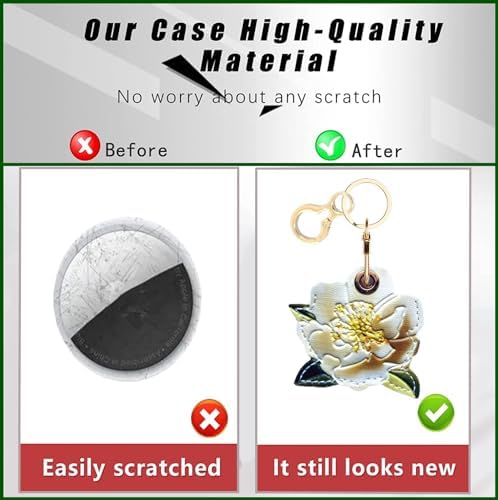 BORKUANA PU Leather Keychain Holder Protective Case Compatible with AirTag