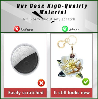 BORKUANA PU Leather Keychain Holder Protective Case Compatible with AirTag