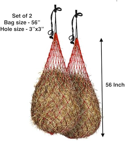 Majestic Ally Hay Net, Set of 2, Length - 54”, Holes 3"x3" for Horses