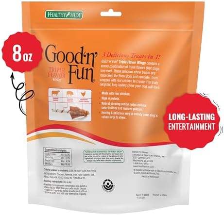 Good 'n' Fun Wings Long-Lasting Dog Treat Made With Real Protein, 8 oz