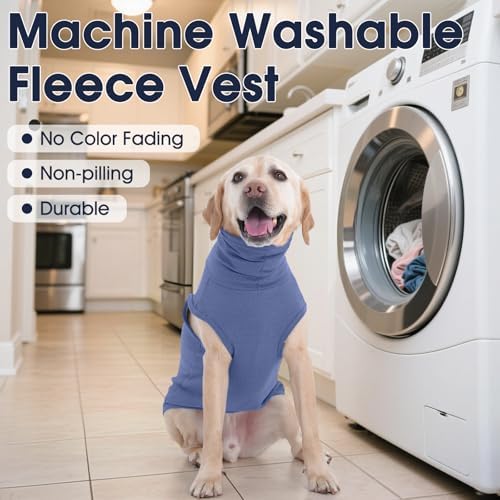 IECOii XL Dog Sweater - Stretch Fleece Vest with Turtleneck - Blue,X-Large