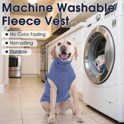 IECOii XL Dog Sweater - Stretch Fleece Vest with Turtleneck - Blue,X-Large