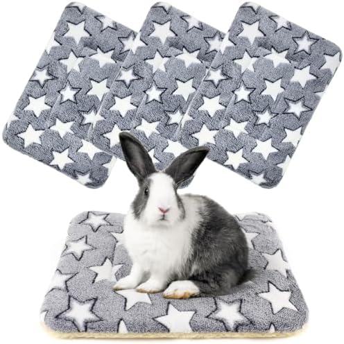 4-Pack Rabbit Bed, Fleece Washable Bunny Mat, 19"x13"