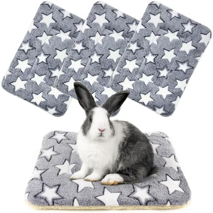 4-Pack Rabbit Bed, Fleece Washable Bunny Mat, 19"x13"