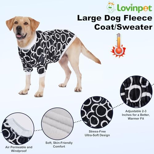 LovinPet Flannel Dog Coat, Winter Dog Coat, Freehand Black White, L