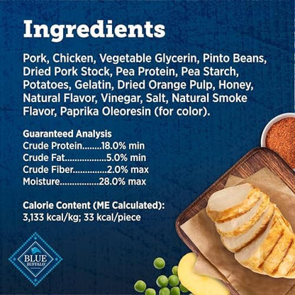 Blue Buffalo True Chews Dog Treats, Made in the USA with Natural Ingredients, Pork and Chicken Sausage Recipe, 14-oz Bag, (Pack of 6)