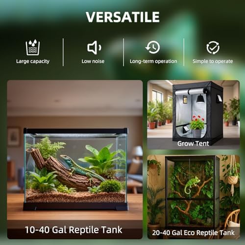 Coospider 3.8L Reptile Fogger Mister, Quiet Reptile Humidifier for Reptiles Tank, Terrarium Humidifiers with Extended Tube, Automatic Reptile Misting System for Reptiles Amphibians Herps Vivarium