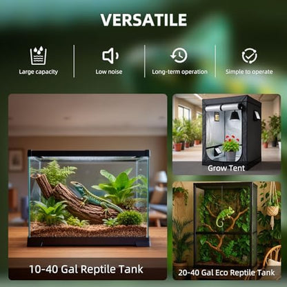 Coospider 3.8L Reptile Fogger Mister, Quiet Reptile Humidifier for Reptiles Tank, Terrarium Humidifiers, Reptile Misting System for Reptiles Amphibians Herps Vivarium (Dual Hose)