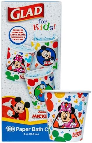 Glad for Kids Disney Mickey and Friends Mini Paper Cups, 3 Oz, 100 Count
