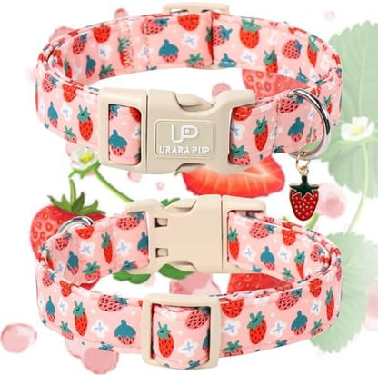 Dog Collar-Summer Puppy Collars-Adjustable Strawberry Pet Collar for Small,Medium,Large Dogs-Durable & Cute Design
