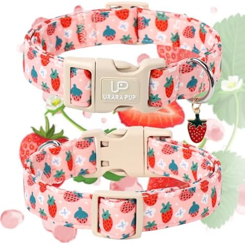 Dog Collar-Summer Puppy Collars-Adjustable Strawberry Pet Collar for Small,Medium,Large Dogs-Durable & Cute Design