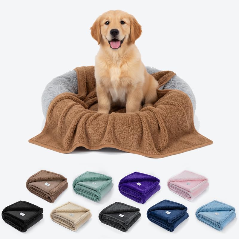Dark Blankets for Dogs Brown Pets Throw Blanket for Couch Reversible Pet Bed Cover Puppy Fluffy Jacquard Blankets Leakproof Sofa Couch Cover Cat Pet Mats for Warm Washable-Camel,M