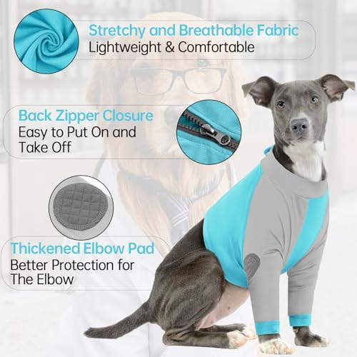 Lelepet Dog Recovery Sleeve for Wounds Front Legs, Stop Licking Dog Shirt