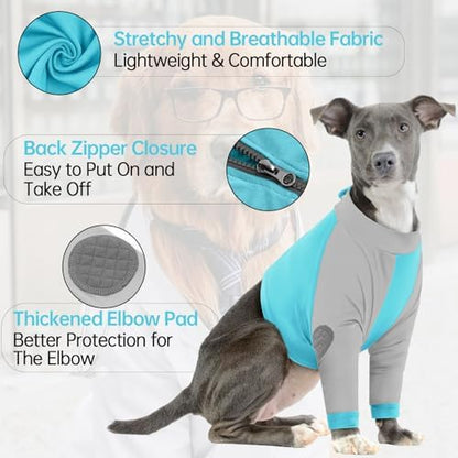 Lelepet Dog Recovery Sleeve for Wounds Front Legs, Stop Licking Dog Shirt
