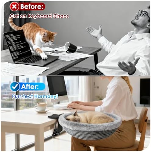 IPOW Heavy Duty 360°Rotating Cat Desk Bed Semi-Circular Cat Bed Hold Up to 40lb