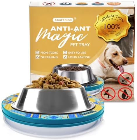 SoulThink® Ant Proof Cat Dog Bowl Tray - SoulThink x Simone Miller Collaboration Pet Food Dish Indoor No Chemical No Water Needed Different from Traditional Ant Trap (Mountain Totem)