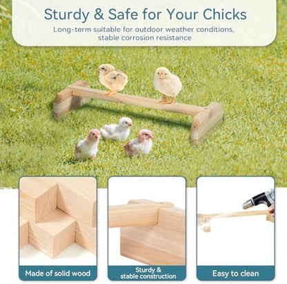 PETSFIT Baby Chick Roosting Bar, Anti-Rotation, Solid Wood, for Brooder