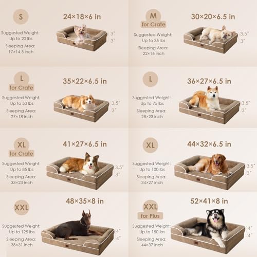 EHEYCIGA Orthopedic Dog Beds Large Sized Dog, Waterproof Washable Pet Bed