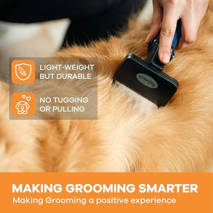 Deshedding Dog Brush for Long Hair (Small,Blue) – Gentle Deshedding Tool for Dogs & Cats – Reduces Shedding, Without damaging Topcoat. Removes Loose Fur & Dead Undercoat.