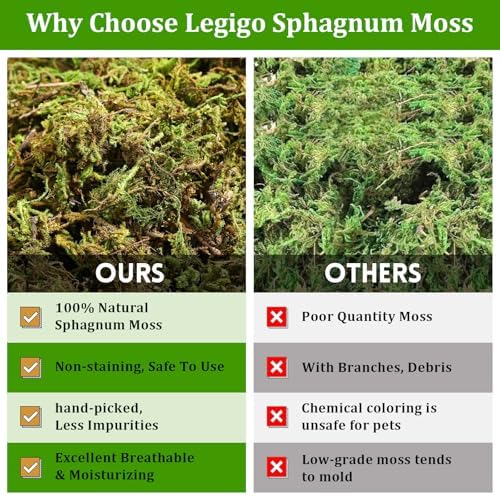 Legigo 2.6LB Natural Sphagnum Moss for Reptile Terrarium Substrate Bedding