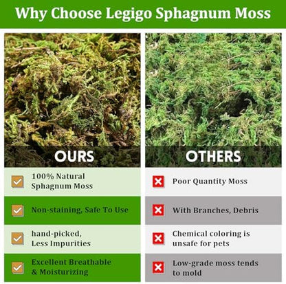 Legigo 2.6LB Natural Sphagnum Moss for Reptile Terrarium Substrate Bedding