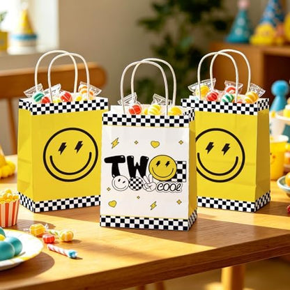 Greencian 16Pcs Two Cool Birthday Party Favor Bags Smile Face Goodie Bags
