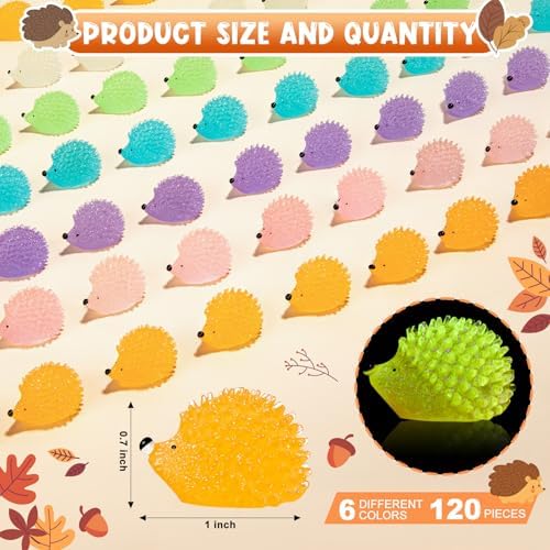 60PCS Luminous Mini Resin Hedgehogs Tiny Resin Hedgehogs for Dollhous