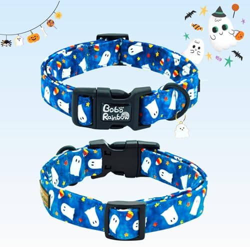 Halloween Blue Star Ghost Print Dog Collar for X-Small Dogs
