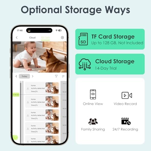 YOTON Indoor Security Camera for Baby Monitor, Home & Pets, 2.4G Wi-Fi