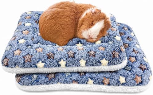 Amakunft 2 Pcs Guinea Pig Bed Mat Washable, Rabbit Winter Bed Pad for Indoor, Warm Small Animal Bed Mattres, Fleece Sleeping Pad for Bunny, Rat, Hedgehog, Sugar Glider, Chinchilla