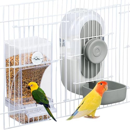 Lemtrflo No Mess Bird Feeder Water Dispenser, Parrot Cage Automatic Feeders