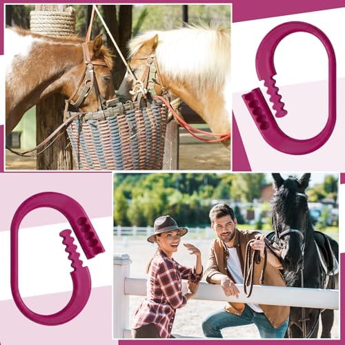 Shinylin 4 Pcs Protective Horse Blocker Tie Multi-Purpose Horse Clip Portable Versatile and Reusable Tie with Quick Release Under Heavy Pressure Design for When Secure is a Concern(Pink)